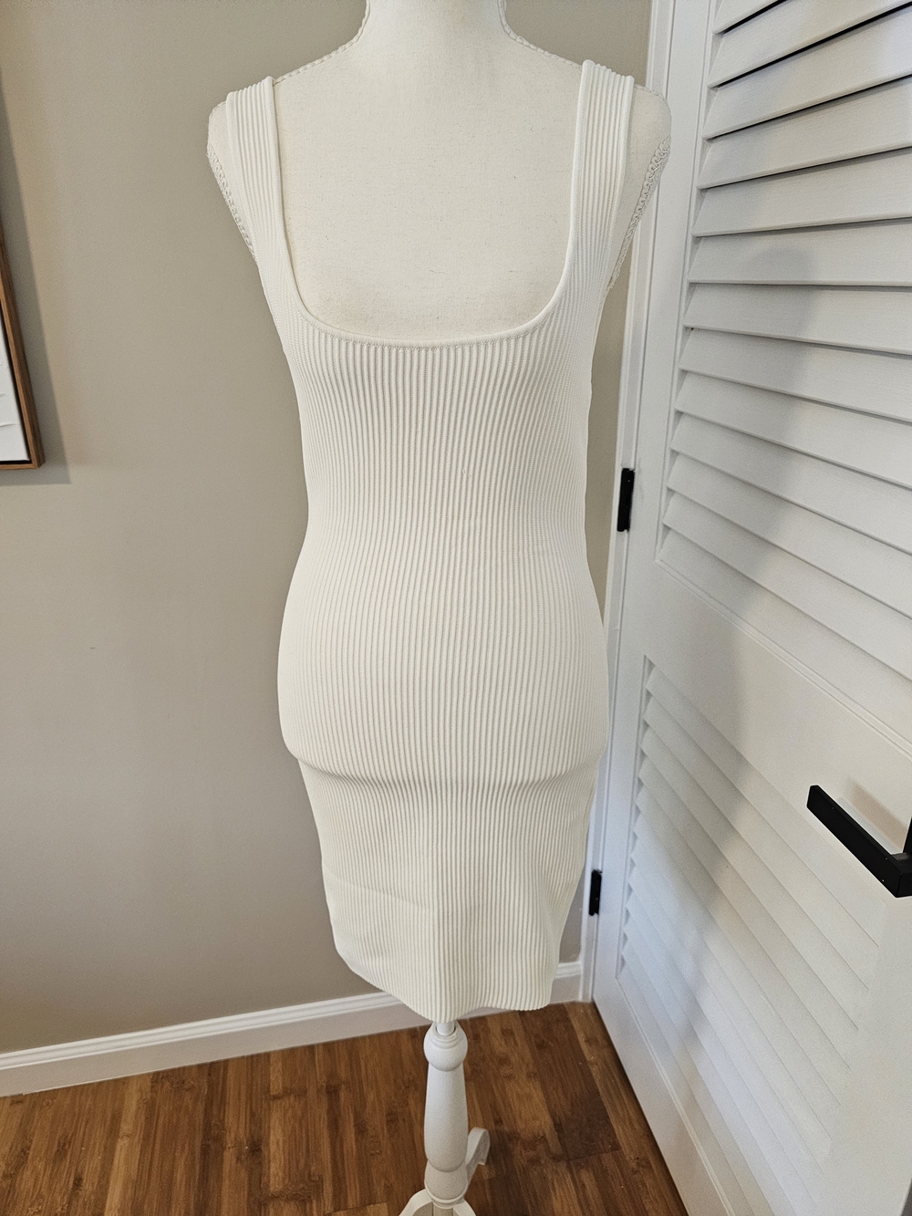✨ OH POLLY White Ribbed Bodycon Mini Dress | M/L | Fits US Medium | NWOT ✨